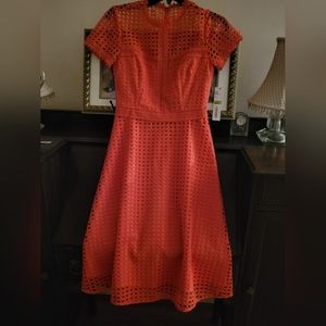 Punch in color lace dress